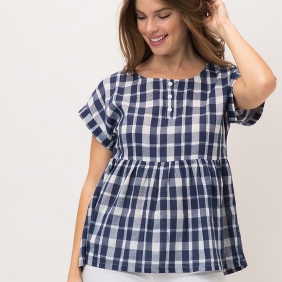 Southern Gal Plaid Top (Navy) - Picture 1 of 4